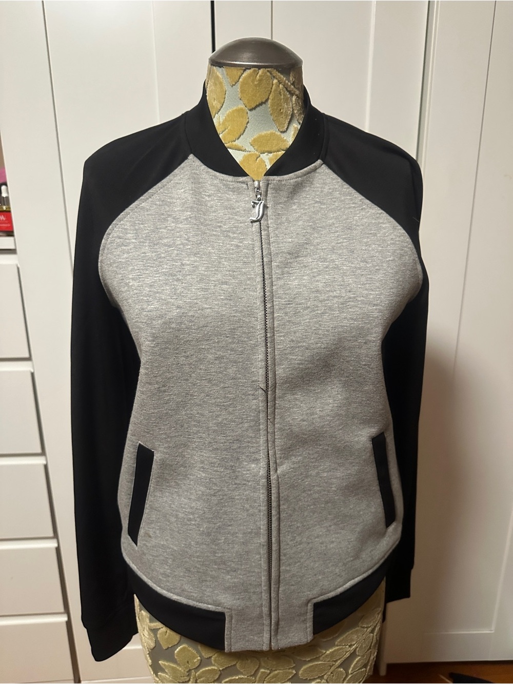 Juicy Couture Grey and Black Raglan Bomber Jacket